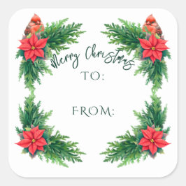 Adesivo Quadrado Elegante Winter Greenery