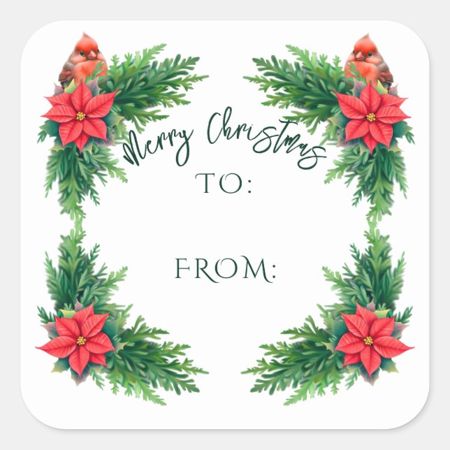 Adesivo Quadrado Elegante Winter Greenery (Frente)