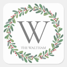 Elegante Winter Sprigs Monogramas Holida de Natal