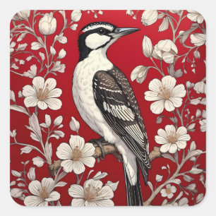 Adesivo Quadrado Elegante Woodpecker Floral William Morris Inspirad