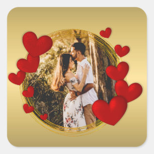 Adesivo Quadrado Elegantes Dia dos Namorados, Amor, Aniversário Cor