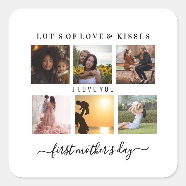 Adesivo Quadrado Elegent first mothers day (Frente)