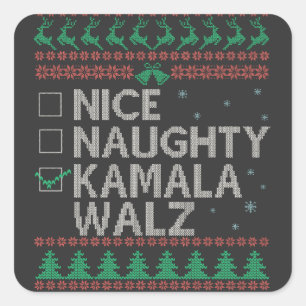 Adesivo Quadrado Eleição De Suéter De Natal Útil La Kamala Harris