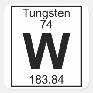 Adesivo Quadrado Elemento 074 - W - Tungstênio (Cheio)