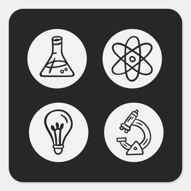 Adesivo Quadrado Elementos de ciência (Frente)