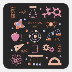 Adesivo Quadrado Elementos de física