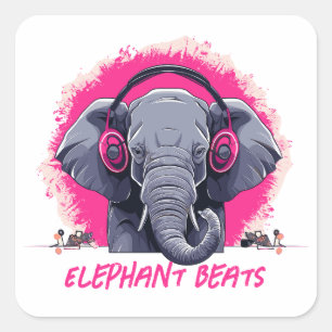 Adesivo Quadrado Elephant Beats DJ