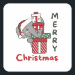 Adesivo Quadrado Elephant Christmas Gift Winter Animal Elephant<br><div class="desc">Feliz Natal. O elefante no Natal como uma saudação de Natal. Animais engraçados com presentes para as férias. Uma doce saudação de Natal. Os elefantes são animais bonitos e perfeitos para o Natal.</div>