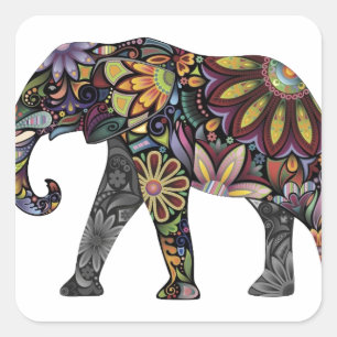Adesivo Quadrado Elephant Colorful