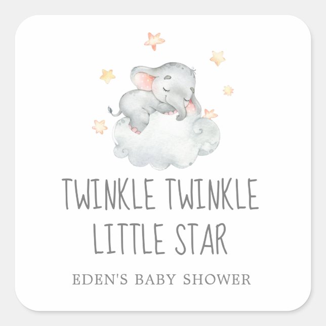 Adesivo Quadrado Elephant Girl Twinkle Twinkle Little Star Favor (Frente)