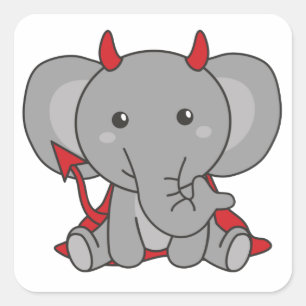 Adesivo Quadrado Elephant Halloween Cute Devil Kids Witume