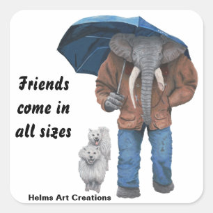 Adesivo Quadrado Elephant Man Walking Dogs Fantasy Art Stickers