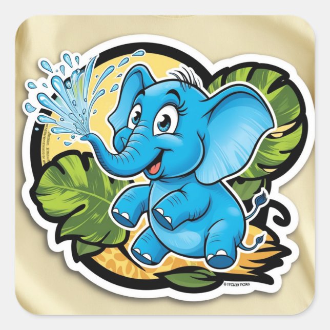 Adesivo Quadrado Elephant Sticker (Frente)