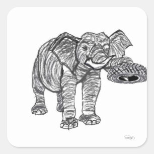 Adesivo Quadrado Elephant Sticker