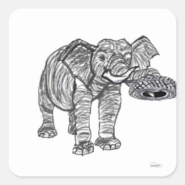 Adesivo Quadrado Elephant Sticker (Frente)