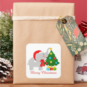 Adesivo Quadrado Elephant tree de Natal bonito adiciona autocolante