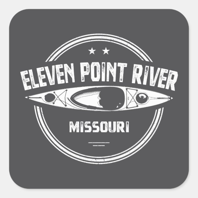 Adesivo Quadrado Eleven Point River Missouri Kayaking (Frente)