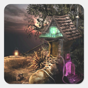 Adesivo Quadrado Elf House