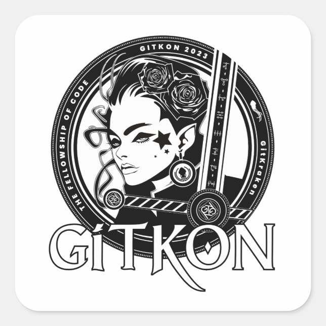 Adesivo Quadrado Elf Sticker | GitKon: A Fellowship of Code (Frente)
