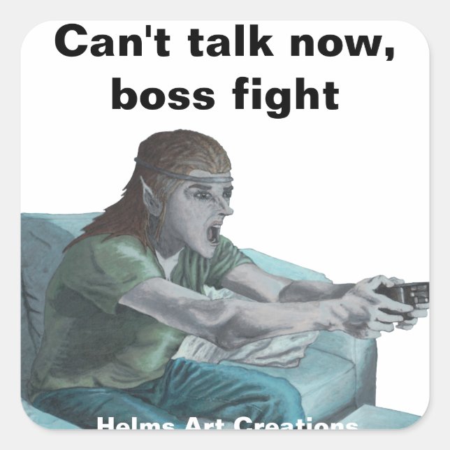 Adesivo Quadrado Elf Video Gamer Game Player Fantasy Art Stickers (Frente)