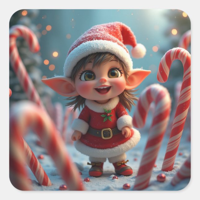 Adesivo Quadrado Elfo doce de cana (Frente)