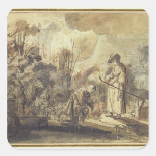 Adesivo Quadrado Eliezer e Rebecca no poço