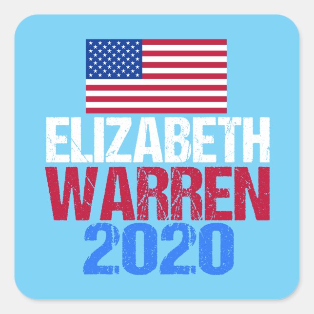 Adesivo Quadrado Elizabeth Warren 2020 (Frente)