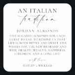 Adesivo Quadrado Ellesmere Uma Tradição Italiana Sugeriu Amêndoas<br><div class="desc">Estas amêndoas açucaradas de bonecos de casamento apresentam um design minimalista e um título de caligrafia. Personalize as marcas com seus nomes, o cabeçalho do script não é editável. Esses adesivos de favor podem ser usados para casamentos, chás de panela, chás de fraldas, aniversários ou qualquer outro evento. Para personalização...</div>