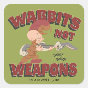 Adesivo Quadrado ELMER FUDD™ & BUGS BUNNY™ "Coelhos Não São Armas"