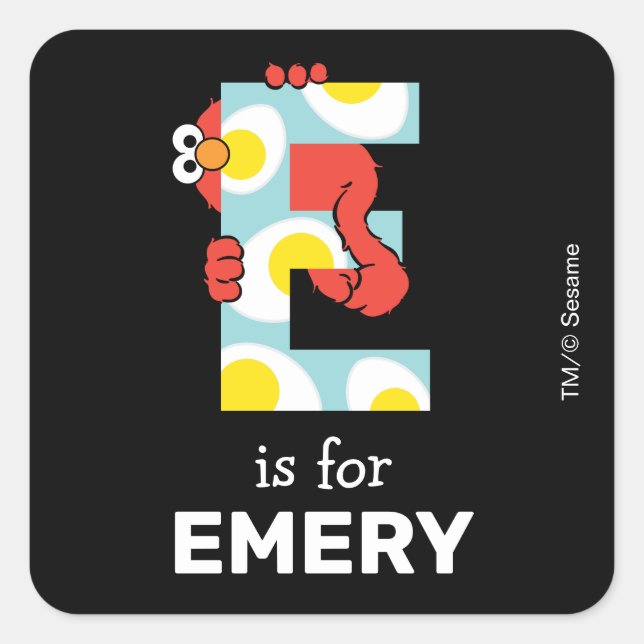 Adesivo Quadrado Elmo Alphabet | E Ovos (Frente)