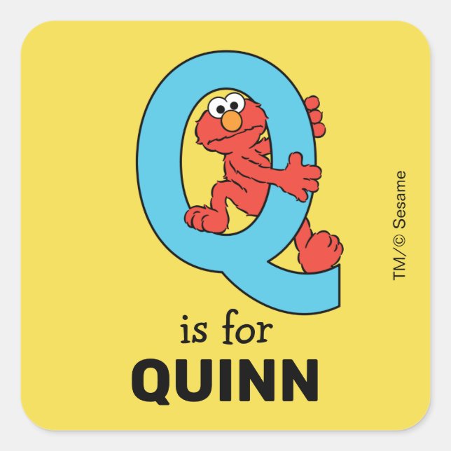 Adesivo Quadrado Elmo Alphabet | Q Azul (Frente)