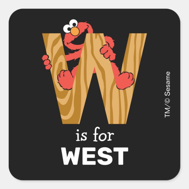 Adesivo Quadrado Elmo Alphabet | W Madeira (Frente)