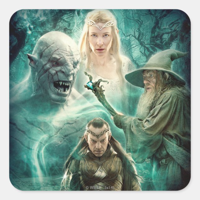 Adesivo Quadrado ELROND™, Azog, Galadriel, & gráfico de Gandalf (Frente)