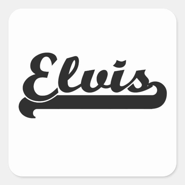 Adesivo Quadrado Elvis Classic Retro Name Design (Frente)