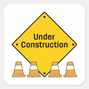 Adesivo Quadrado Em Construção com Cones