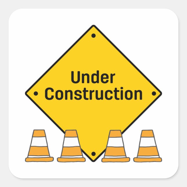 Adesivo Quadrado Em Construção com Cones (Frente)
