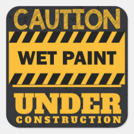 Adesivo Quadrado Em Construção - Sinal de Tinta Molhada