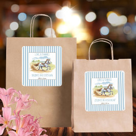 Adesivo Quadrado Em duas corridas, o favor de aniversário equestre