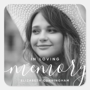 Adesivo Quadrado Em Loving Memory Memorial Modern Elegant Foto