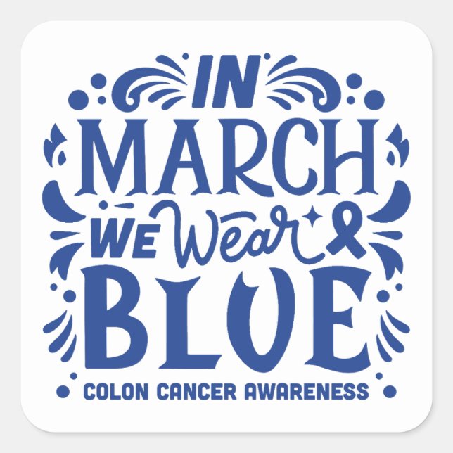 Adesivo Quadrado Em março vestimos o azul (Frente)