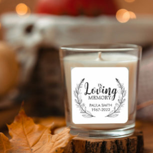 Adesivo Quadrado Em memória de presente funeral Em memória amorosa.