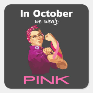 Adesivo Quadrado Em outubro, vestimos o rio Rosa Rosa Rosa Rosa