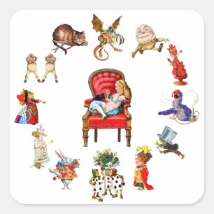 Adesivo Quadrado Em torno de Alice no País das Maravilhas