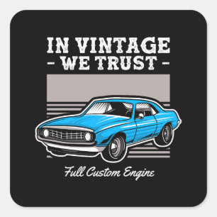 Adesivo Quadrado Em Vintage Confiamos no Design de Muscle Car