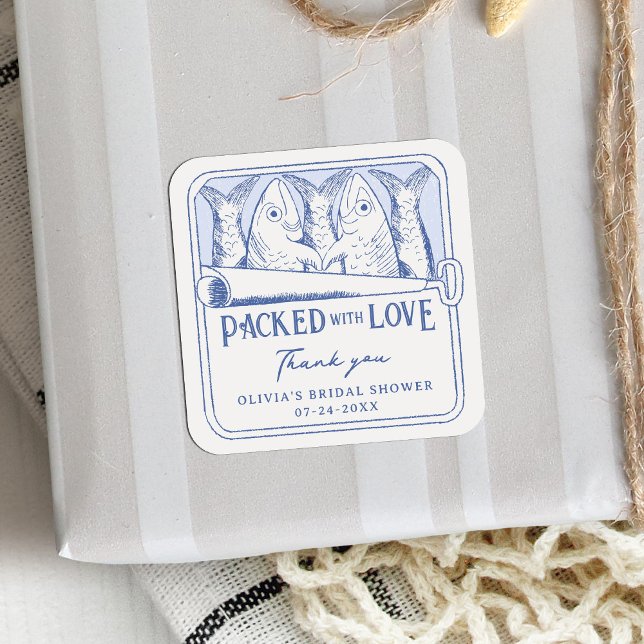 Adesivo Quadrado Embalado Com Chá de panela De Sardinha Com Amor (Criador carregado)