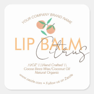 Adesivo Quadrado Embalagem Comercial de Bálsamo Labial de Citrus La