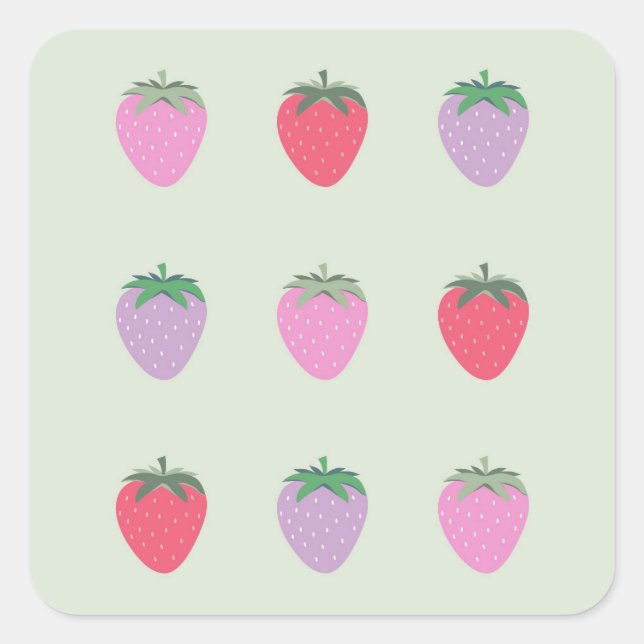 Adesivo Quadrado Embalagem De Morangos (Frente)