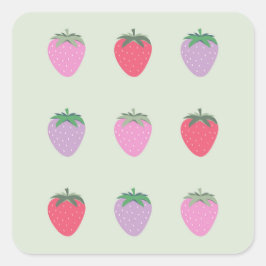 Adesivo Quadrado Embalagem De Morangos