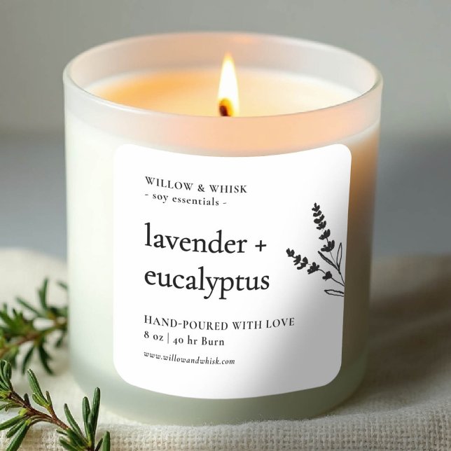 Adesivo Quadrado Embalagem De Produto Para Velas Artesã Botânica (handmade artisanal homemade candle soap label gifting christmas bridal baby shower modern botanical)