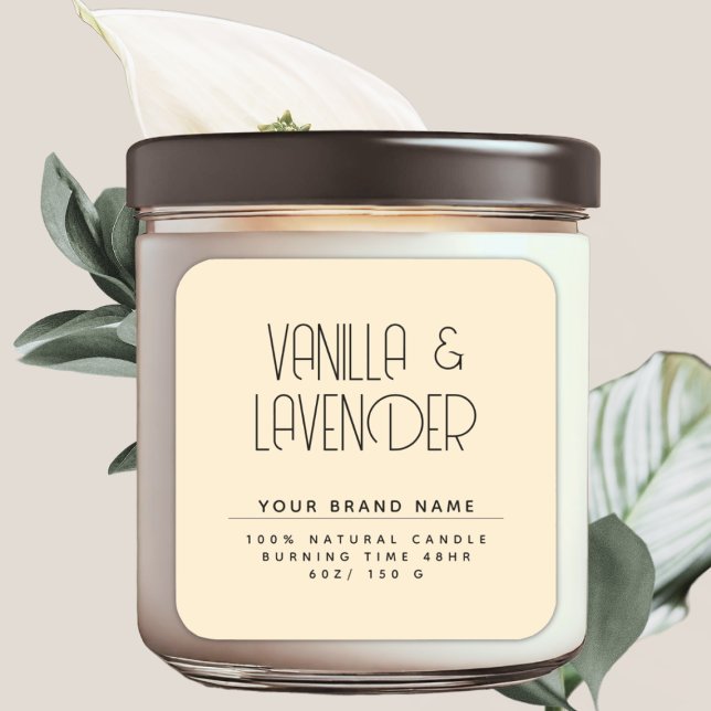 Adesivo Quadrado Embalagem de velas cosméticas minimalistas moderna (Criador carregado)